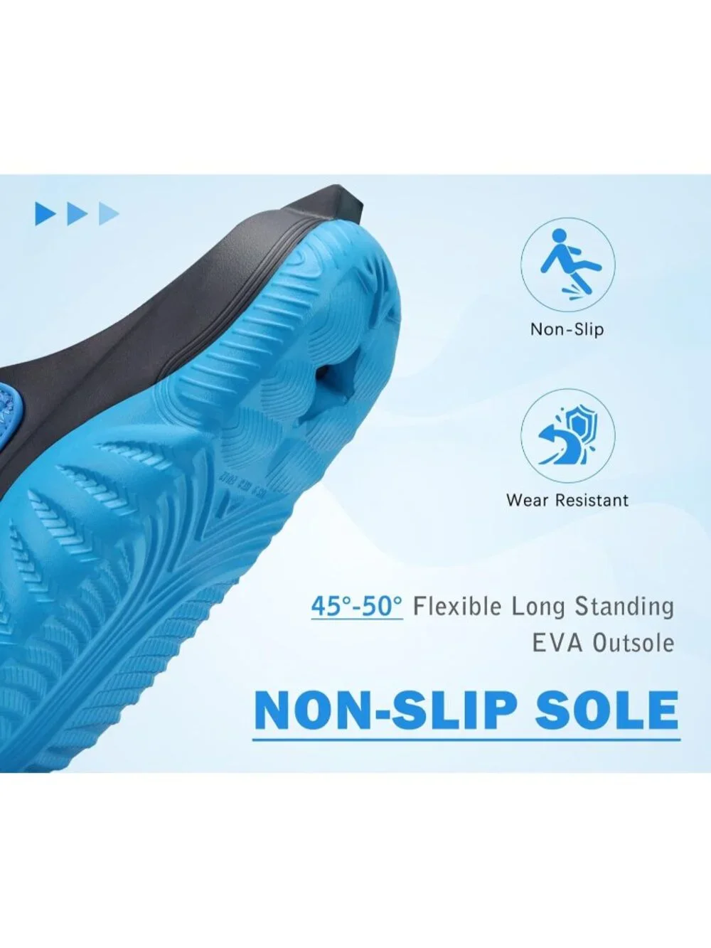 Men's Blue&White Recovery Sandals Orthopaedic Walking Slides Adjustable Thick